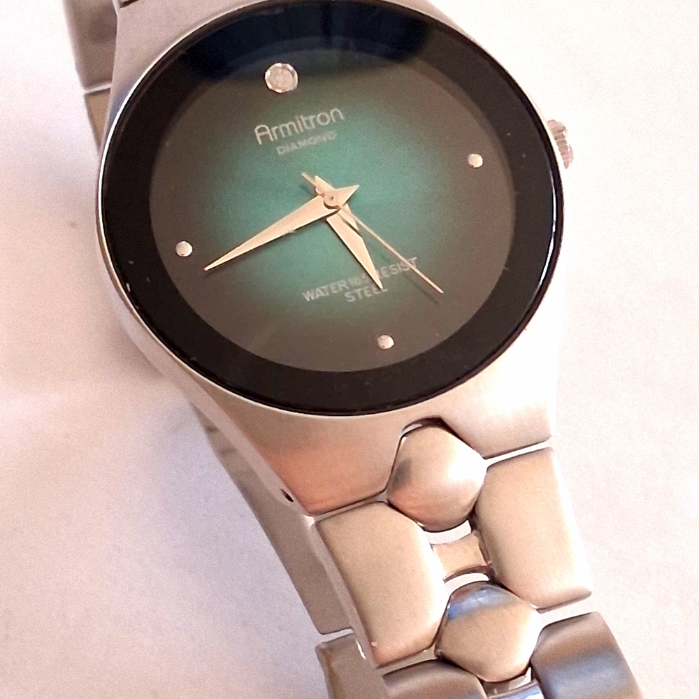 Armitron Diamond Wristwatch with Blue Green & Bronse Face
